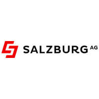 Salzburg AG Logo mit rotem Symbol und schwarzer Schrift auf weißem Hintergrund, Partner Salzburg